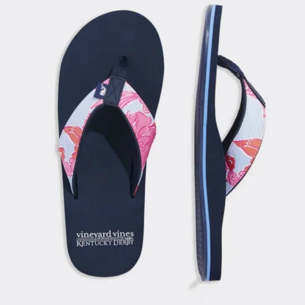 BNWT, never worn, limited ed. Kentucky Derby, Vineyard Vines flip flops.